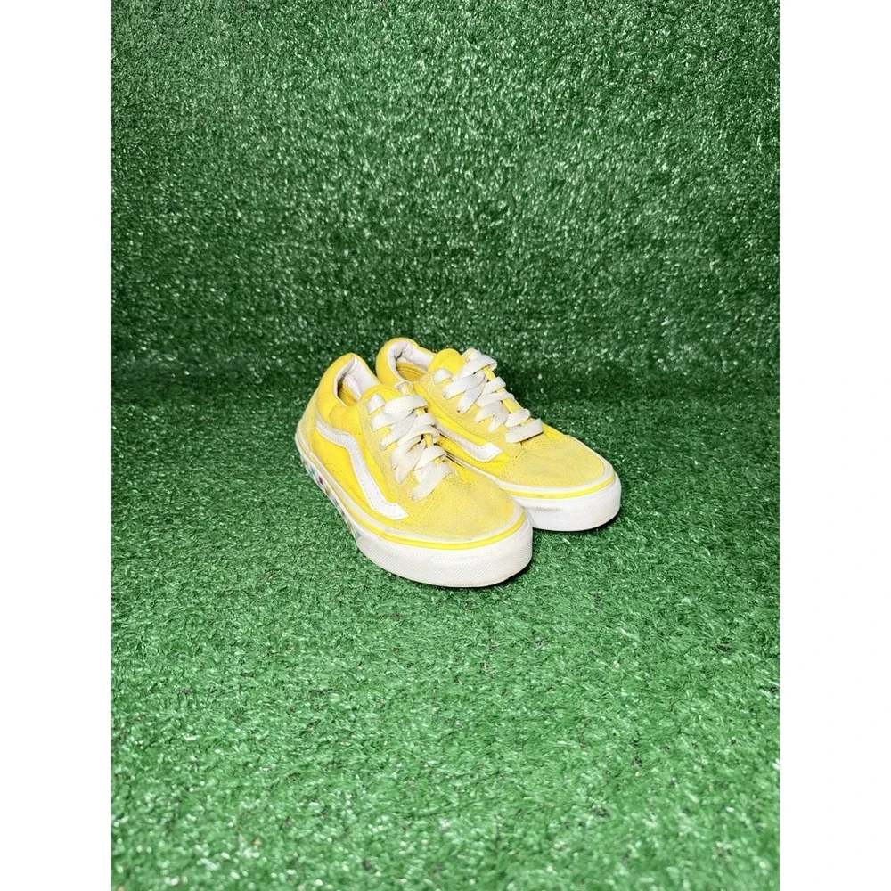 Vans Old Skool Checkerboard Toddler Size 11C Yellow Skate Shoe Casual Sneakers